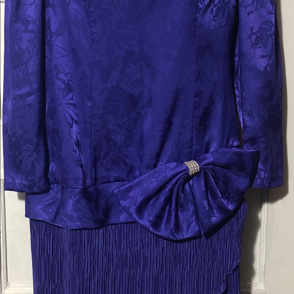 VTG After Dark Purple Bow Cocktail Dress Pleated